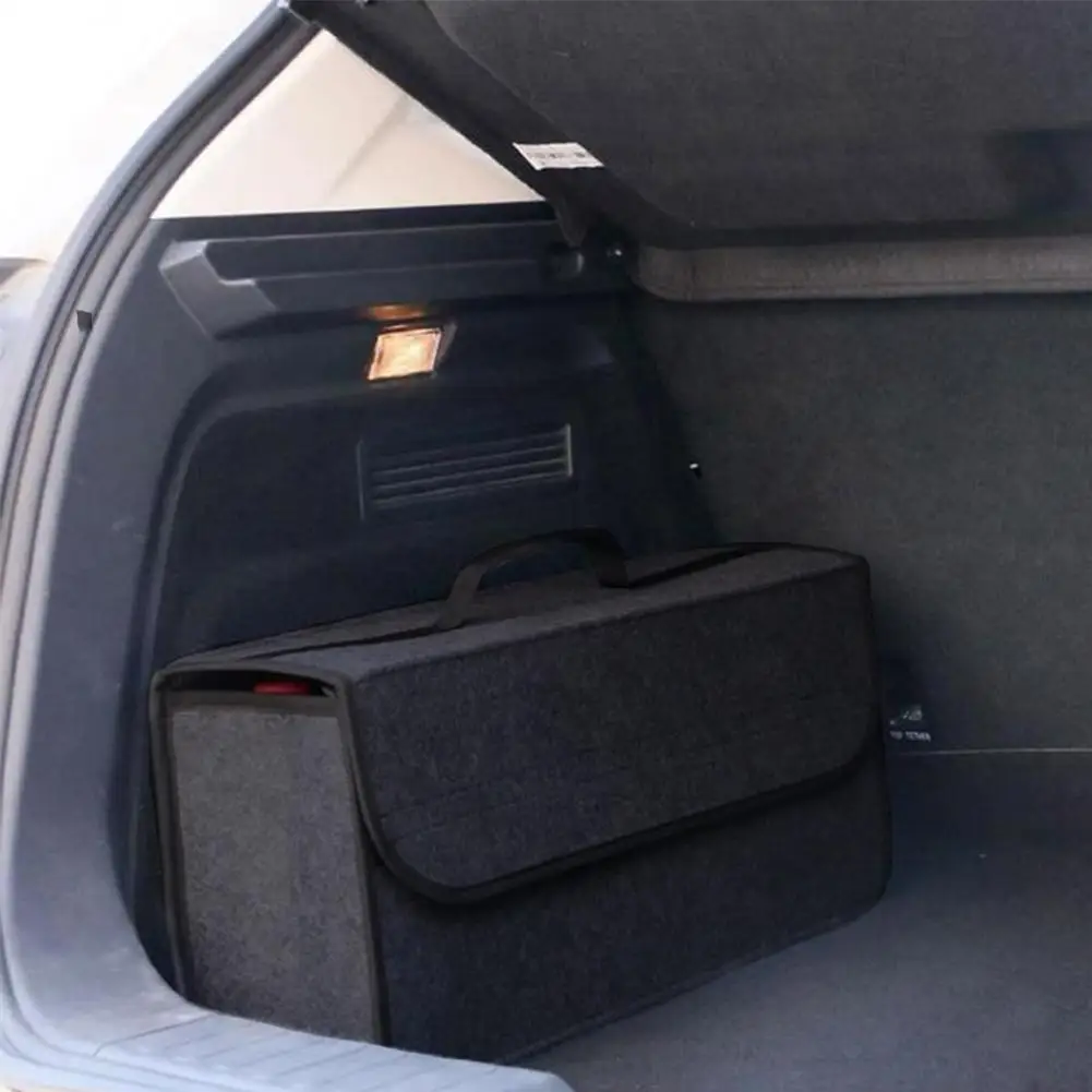 Organizador portátil dobrável do tronco do carro, caixa de armazenamento do tronco, feltro pano, estojo, auto recipiente interior, sacos de arrumação