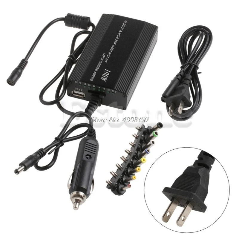 100W AC Laptop Charger Notebook Ultrabook DC Output 12/15/16/18/19/20/22/24V Power Adapter Supply Cord Dropship