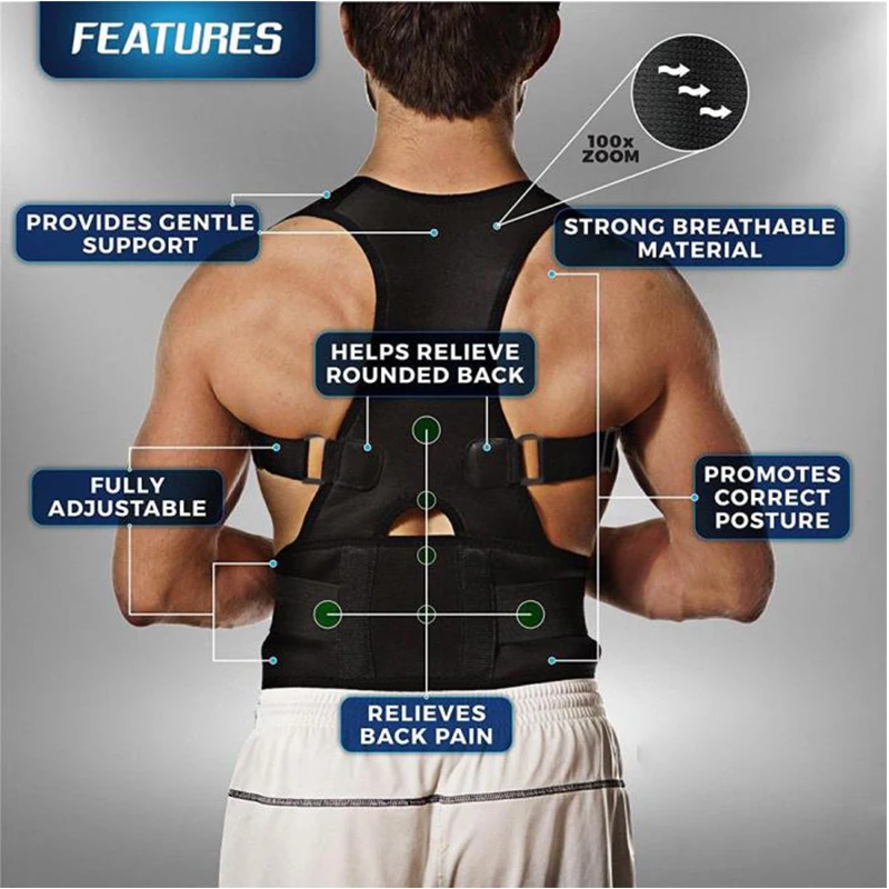 Back-Belt Adult Magnetic Posture Corrector Adjustable Correction Waist Trainer Shoulder Lumbar Brace Spine Support Straight Belt