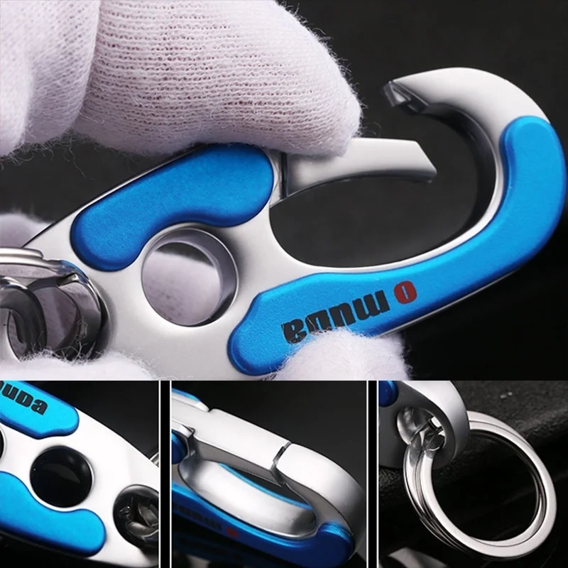 OMUDA  New Keychain Stainless Steel Buckle Outdoor Carabiner Climbing Tools Double Ring Car  Keychain Keyring  Durable