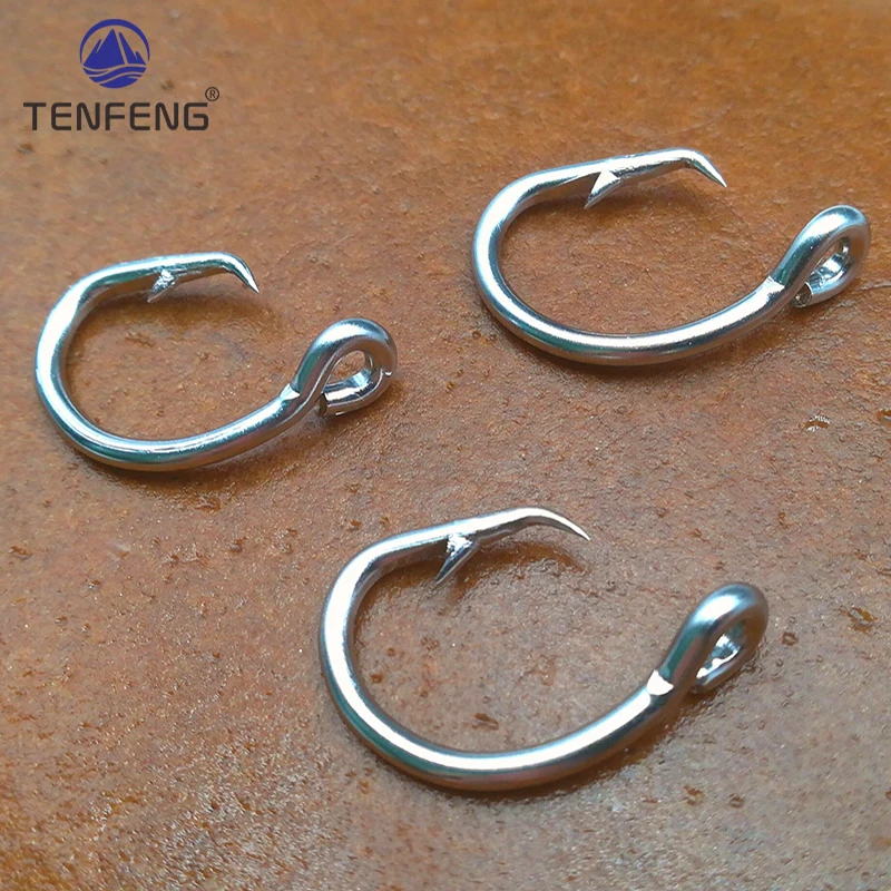 50-500 stücke Großhandel Edelstahl Stacheldraht Eyed Angelhaken Kreis Fisch Haken Thunfisch Köder Jig Einzigen Jigging Ozean Meer angeln Pesca – Detail 4