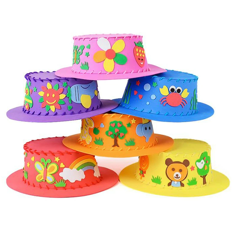 Hand-made 3D EVA Hat Children DIY Handmade Hat Eco-friendly 3D EVA Handmade Craft Gifts Kits DIY Hat Craft Toys for Kids GYH