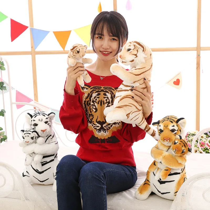 

50 cm Mother and Baby Tiger Plush Doll Mother and Child Tiger Stuffed Plush Toy Simulation Lifelike Tiger Real Life Plush