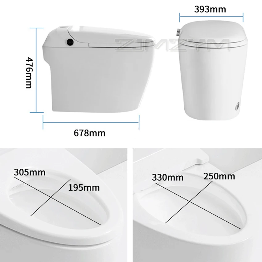 Smart Toilet Instant Hot Full Automatic Clamshell Household Foam Shield Toilets Integrated Non-tank Design Heated Toilet