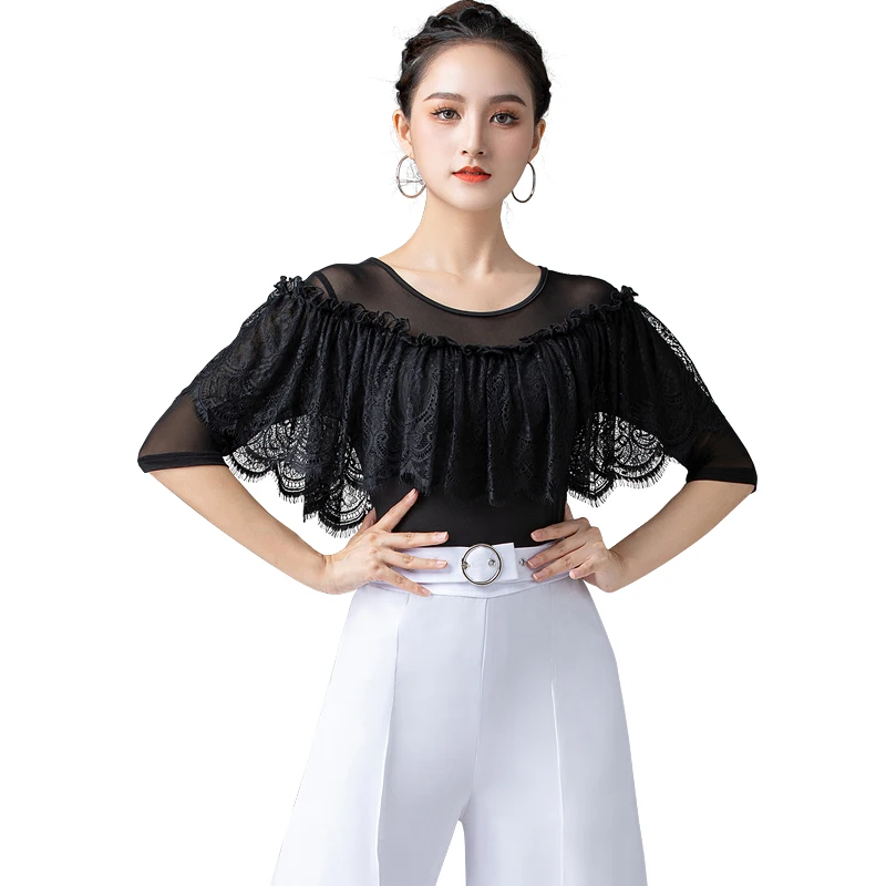 

Newest !! Woman Latin dance clothing adult new Latin dance national standard practice Shirt Latin Top