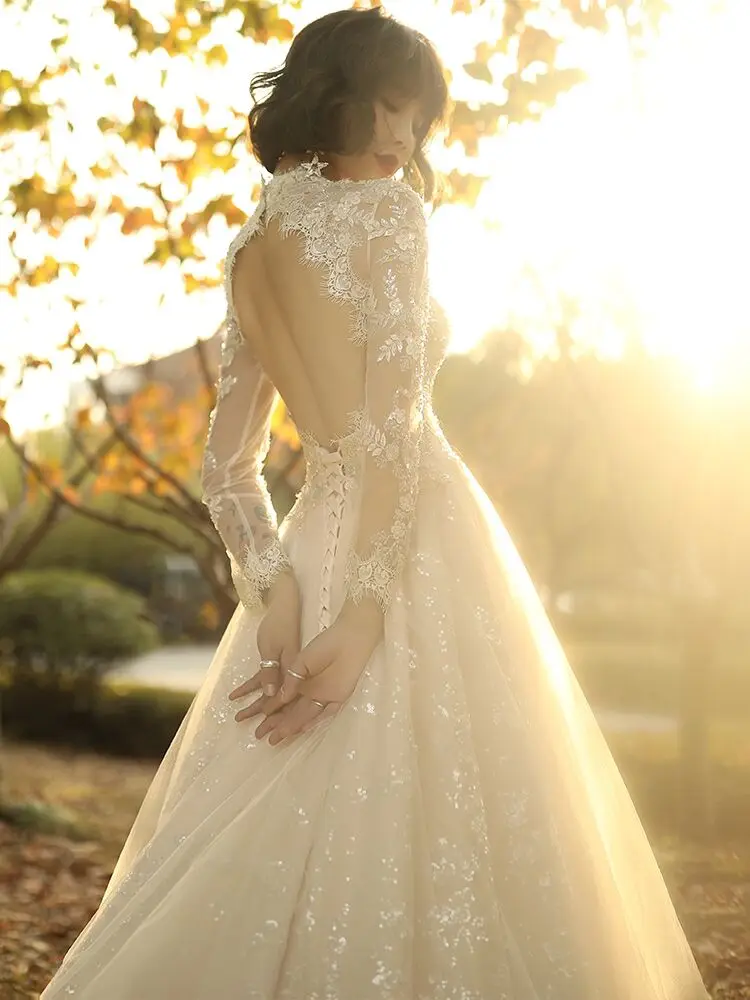 Vestido De novia largo bohemio, ropa De boda, CON ABALORIOS