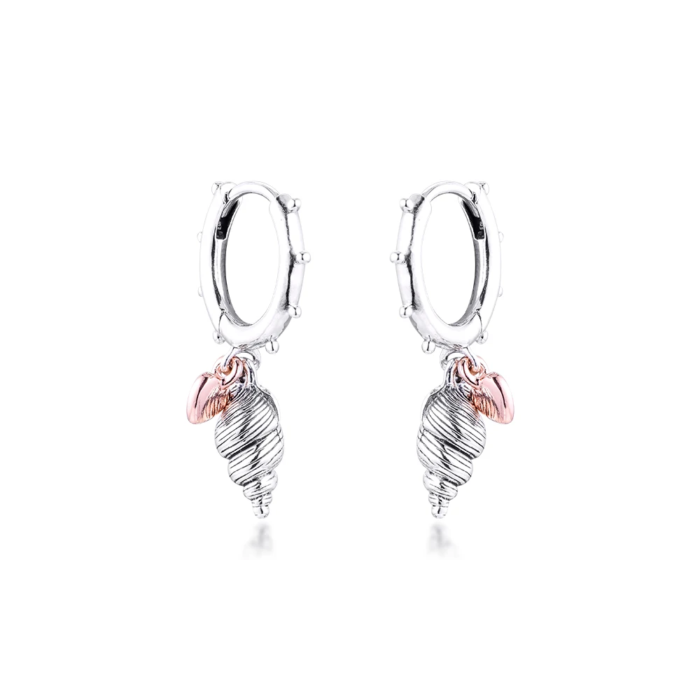 

Heart & Conch Shell Hoop Earrings for Women 2020 Original 925 Sterling Silver Earrings Daily Jewelry Fashion Women Earrings New