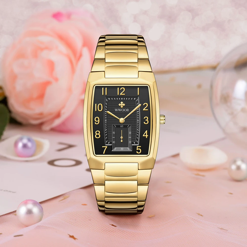 WWOOR Women Watches Gold Casual Ladies Quartz Watch Top Brand Luxury Waterproof Stainless Steel Women\'s Watches Relogio Feminino