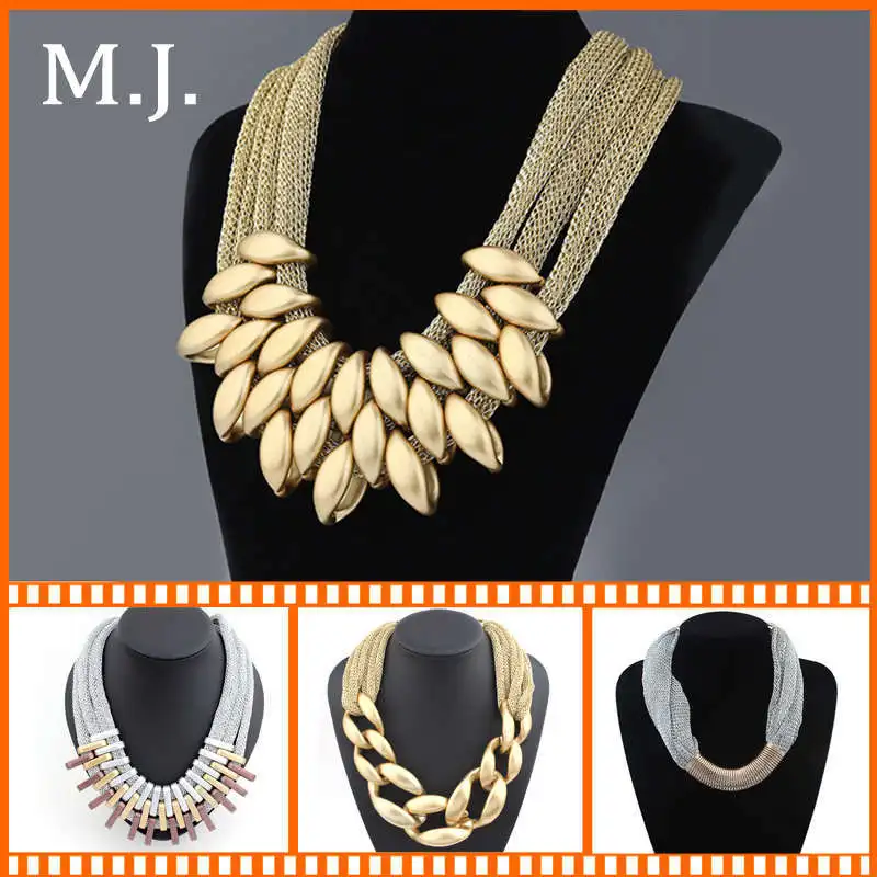 Fashion Brand New Big Gold Net Chain Chunky Statement Necklace Women Floating Charm Choker Necklace Female Jewelry Party Gift