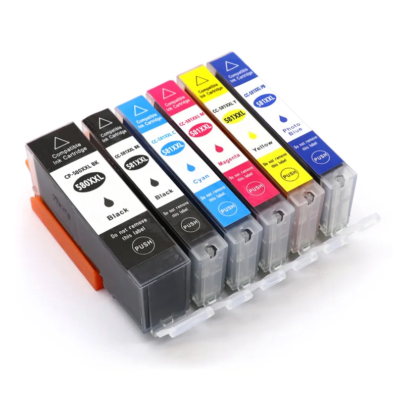 6pcs PGI580 CLI581 Ink Cartridge For Canon PIXMA TS8150 TS8151 TS8152 TS8250  TS8251 TS8252  TS8350 TS9150 TS9155 printer