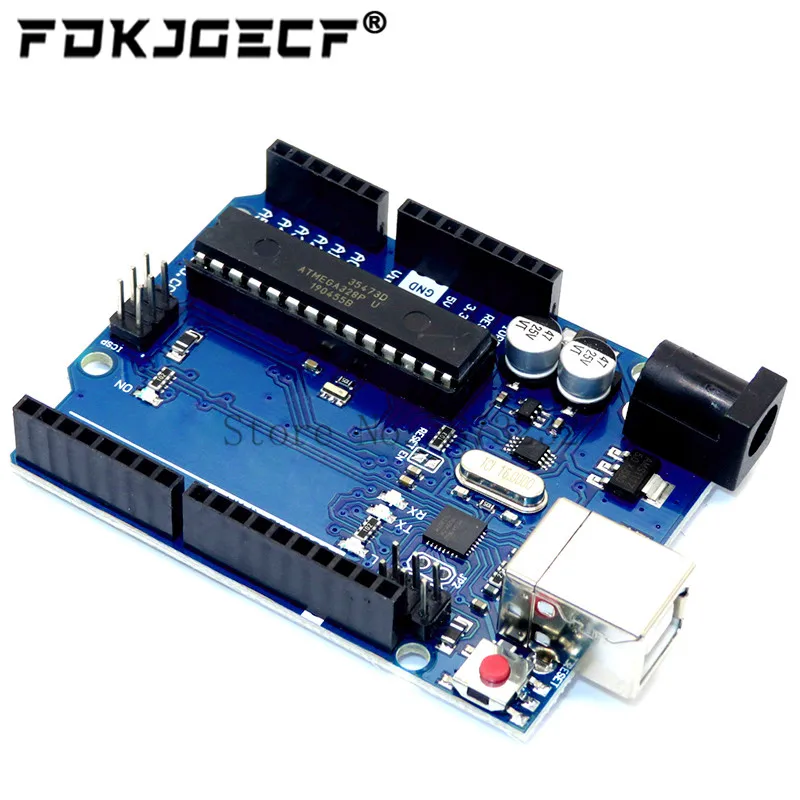 Imagem -02 - Placa de Desenvolvimento Uno r3 com Cabo Usb Atmega16u2 Chip Mega328p para Arduino Oficial