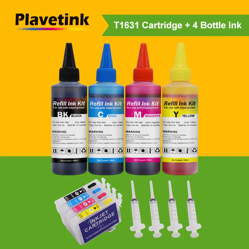 

Plavetink T1631 16 16XL Refill Ink Cartridge For Epson WorkForce WF-2660 WF-2750 WF-2760 WF2010 WF2510 WF2630 + 4 Color Dye Ink