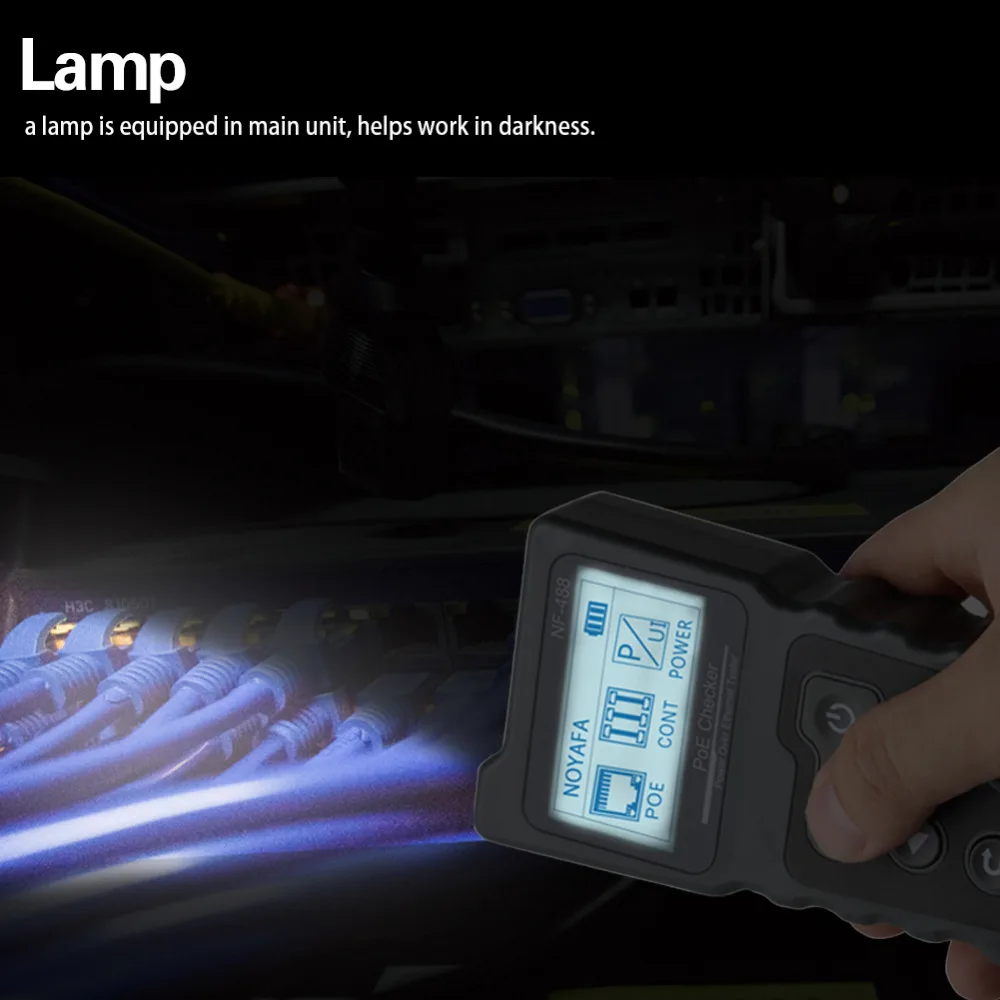 Noyafa-probador de Cable de red LCD, prueba Lan, comprobador PoE NF-488, probador de corriente de voltaje PoE en línea con rastreador de Cable Ethernet