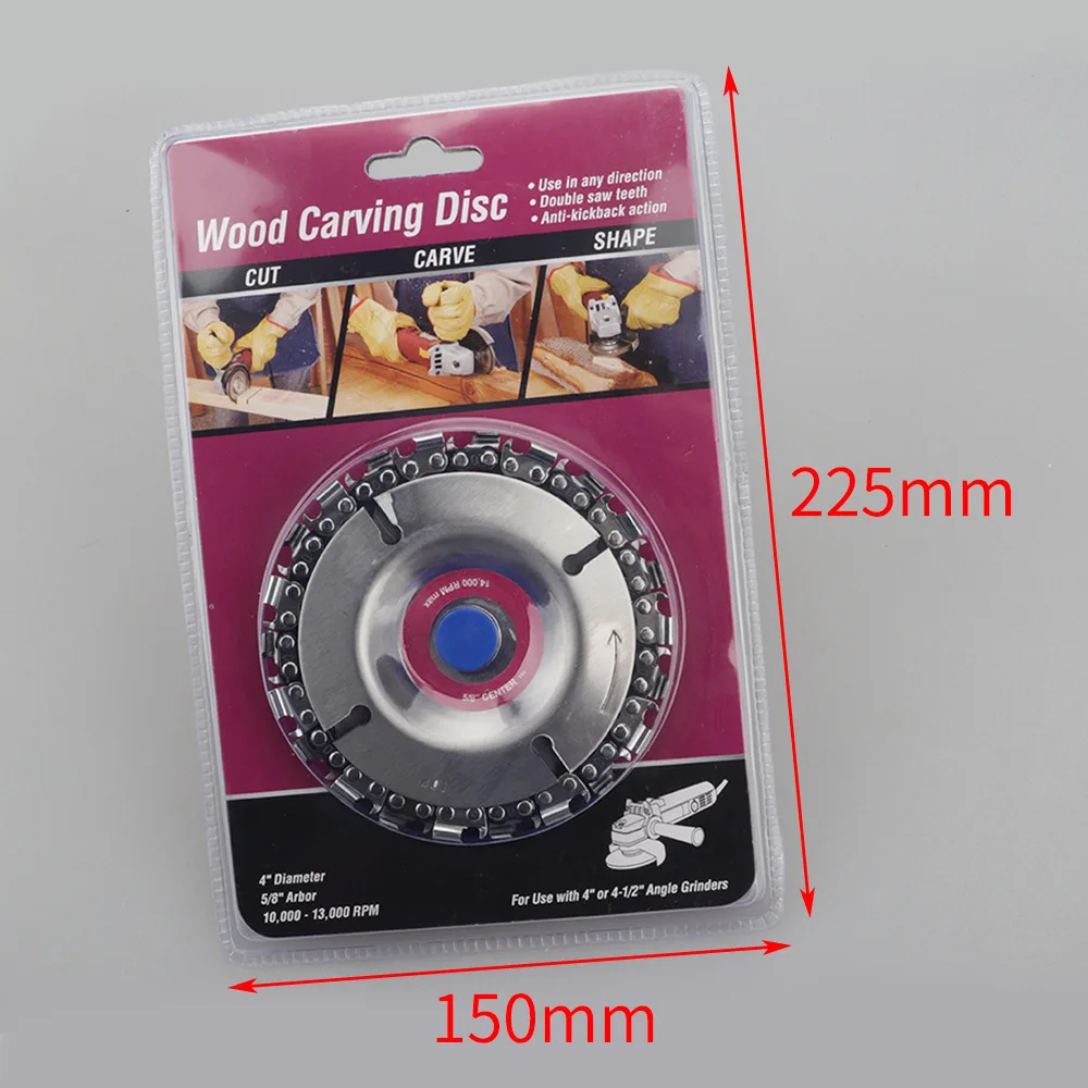 Angle grinder with 4 inch 22 tooth chain disc 16MM hole woodworking chainsaw disc cutting blade wood slotting saw blade