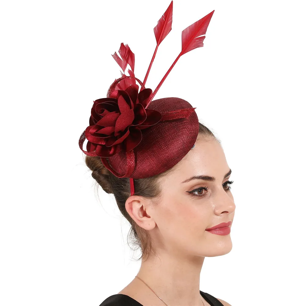 

High Quality 4-Layer Sinamay Nice Fascinator Wedding Headbands HatFashion Flower Headwear For Elegant Womens Event Fedora Hats