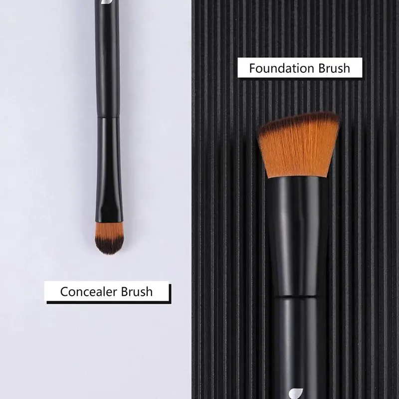 DUcare 2Pcs Professional Flat Top Kabuki Face Power Brush Foundation Brush and Concealer Brush Synthetic Hair Makeup Tools