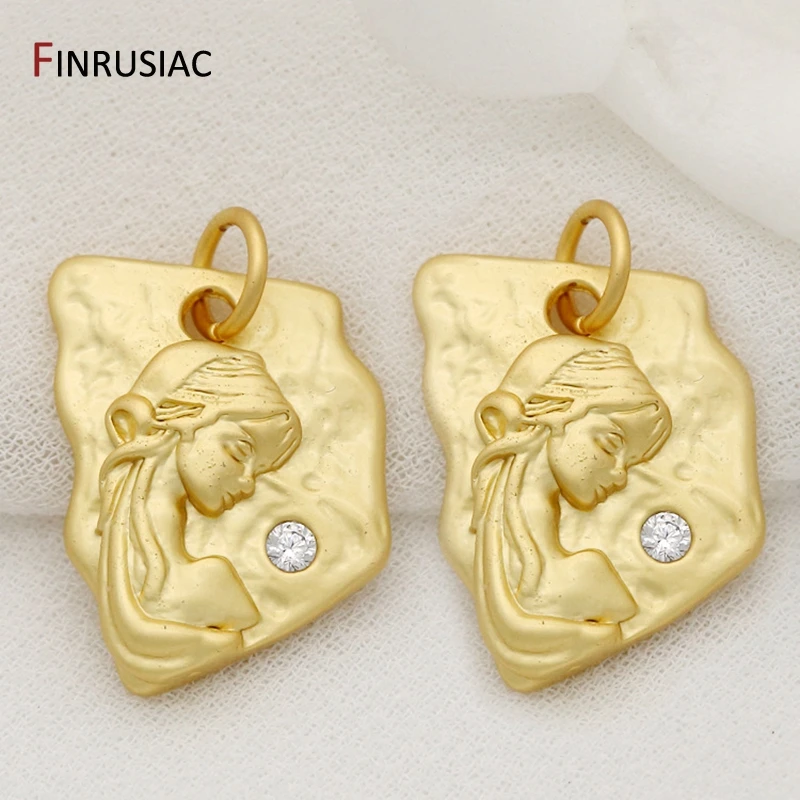 Gold Color Blessed Virgin Mary Pattern Pendants Copper Metal Commemorative Coin Pendant Charms DIY Jewelry Making Findings