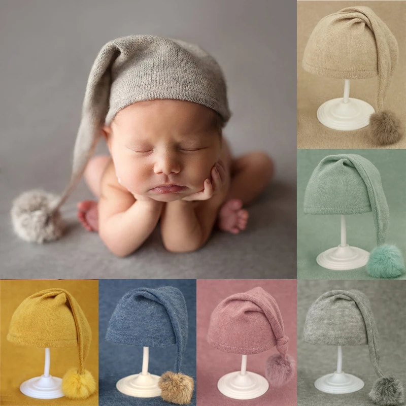 Photo Studio Photography Props Cap Beanie Baby Hat Newborn Photography Props Knit Fur Ball Newborn Hats Baby Photoshooting