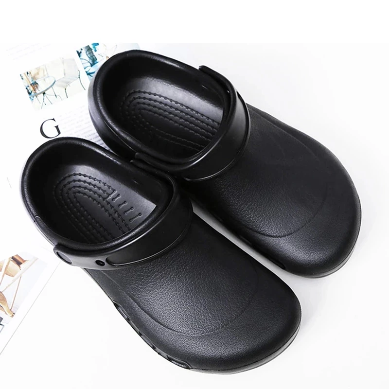 FUQIAO Men EVA Sandals Men\'s Chef Kitchen Working Shoes Super Anti-slip Anti-oil Summer Breathable Hotel Cook Work Slippers