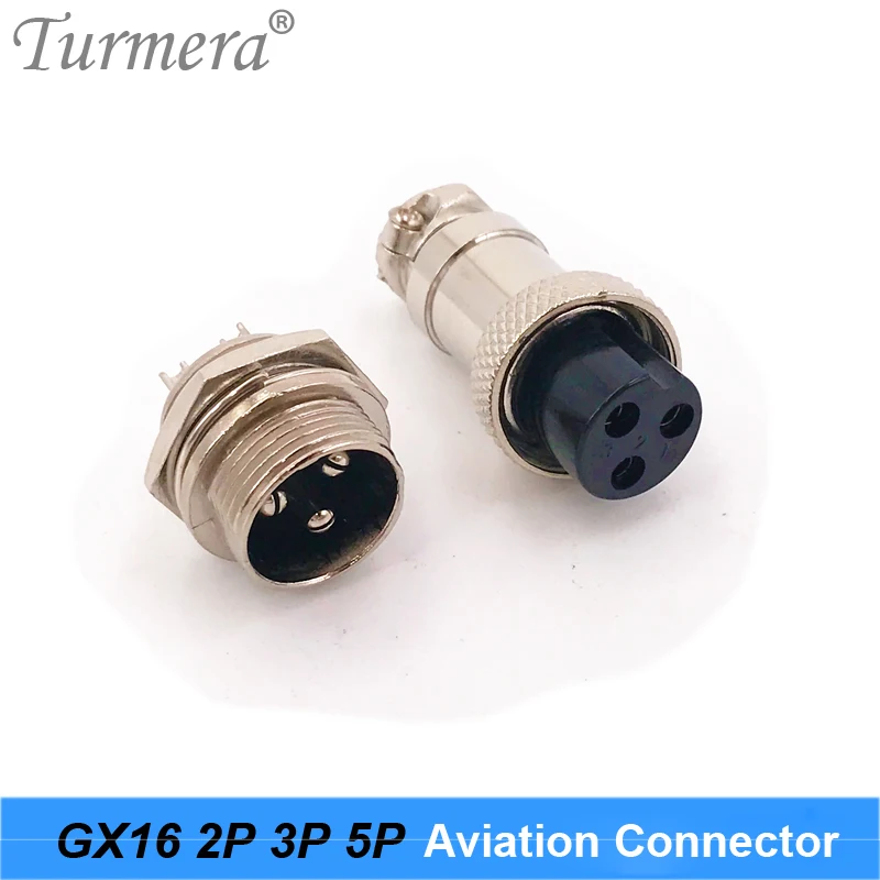 Turmera GX16 Aviation Plug Socket Connector 2P 3P 5P Pin Use for Electric Bike and E-scooter Charging Charger Plug Male & Female