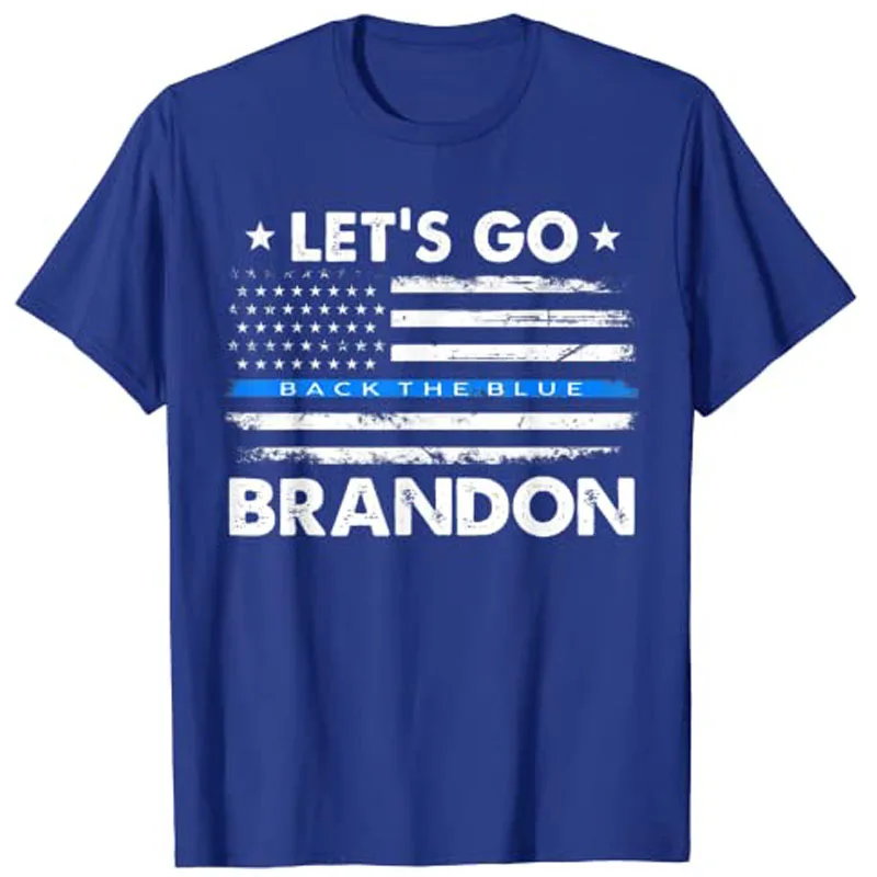 Let's Go Brandon Shirt Thin Blue Line US Flag T-Shirt Pro Trump Tee Tops