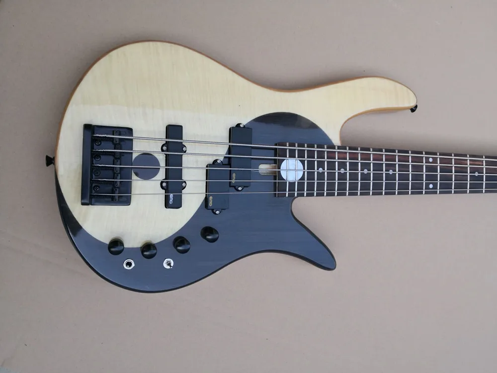 Yin and yang 5 strings ASH body  Electric Bass Guitar with Rosewood Fingerboard Black hardware,Offer customized