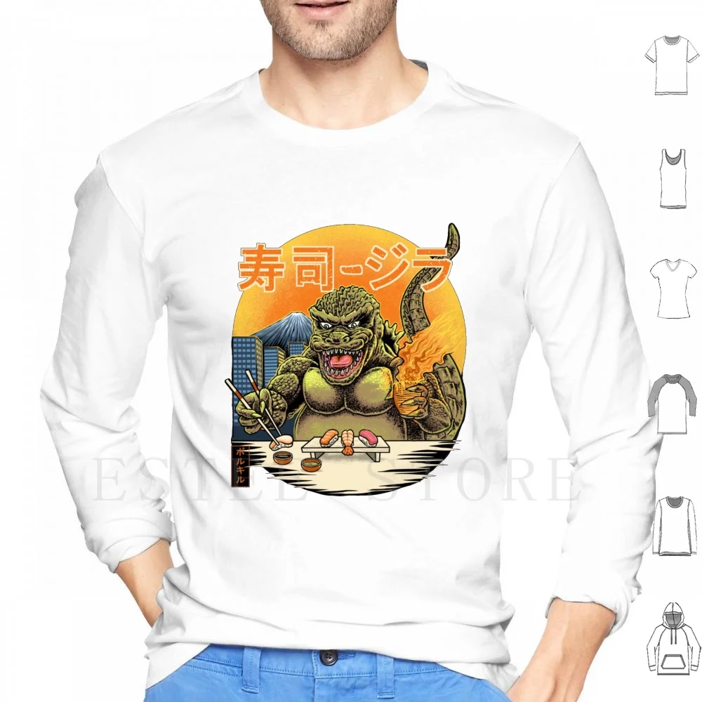 Dragonzilla Sushi Lover-Japanese Retro Hoodie Long Sleeve Aesthetic Sasuke Obito Hokage Mitsuki Kakashi Uchiha Jiraiya