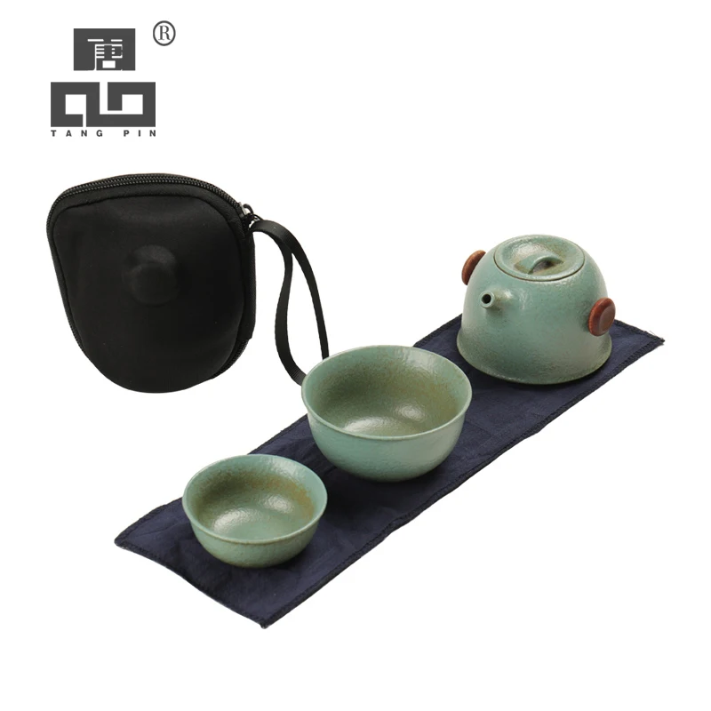 

TANGPIN-Ceramic Teapot, Gaiwan Teacups, Portable Travel Tea Sets with Travel Bag