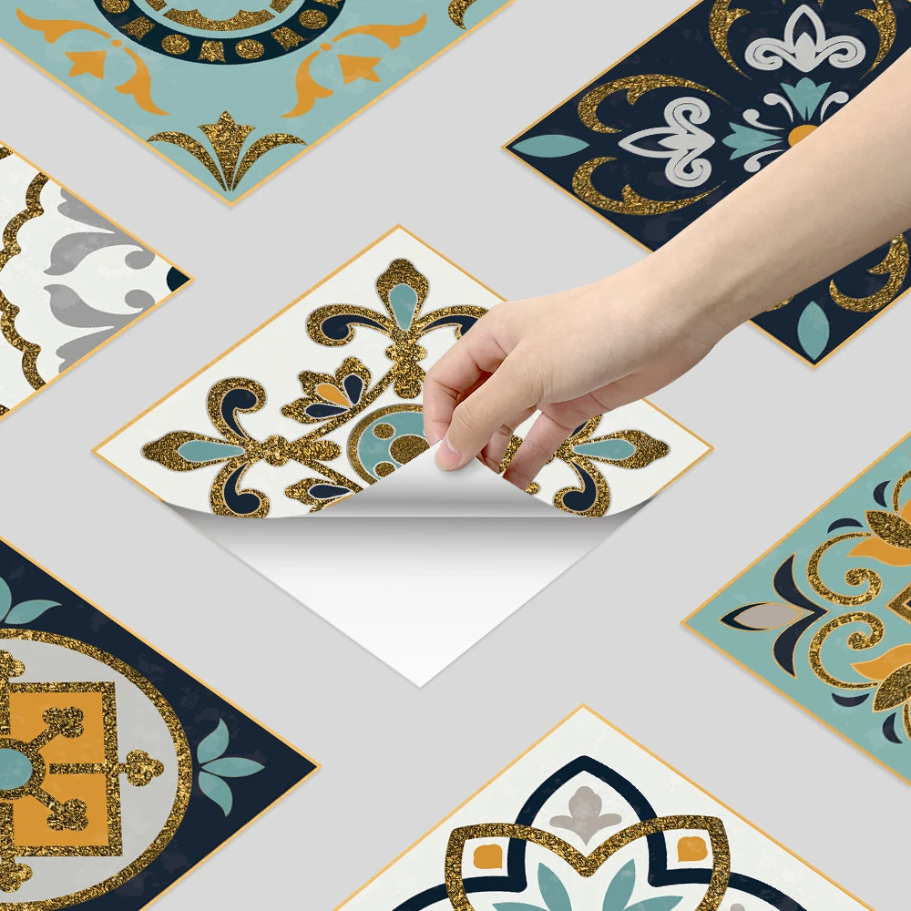 Autocollants de carrelage auto-adhésifs imperméables, dosseret de cuisine, rétro, 3D, décoration de la maison murale, décalcomanies murales résistantes à l'usure, 10 pièces