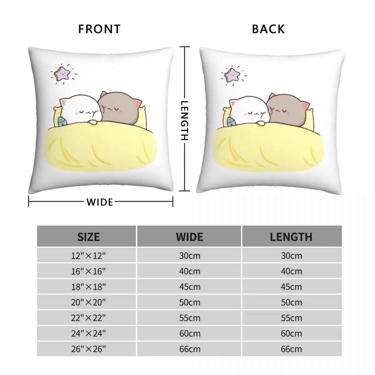 Peach And Goma Mochi Cat Sleeping Square Pillowcase Polyester Linen Velvet Zip Decor Pillow Case Home Cushion Cover