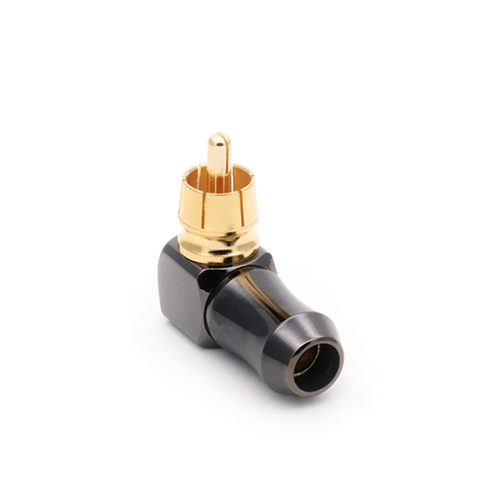 1PCS Gold plated Right Angle RCA Male Plug RCA Wire Conector   Audio Video Connector Soldering