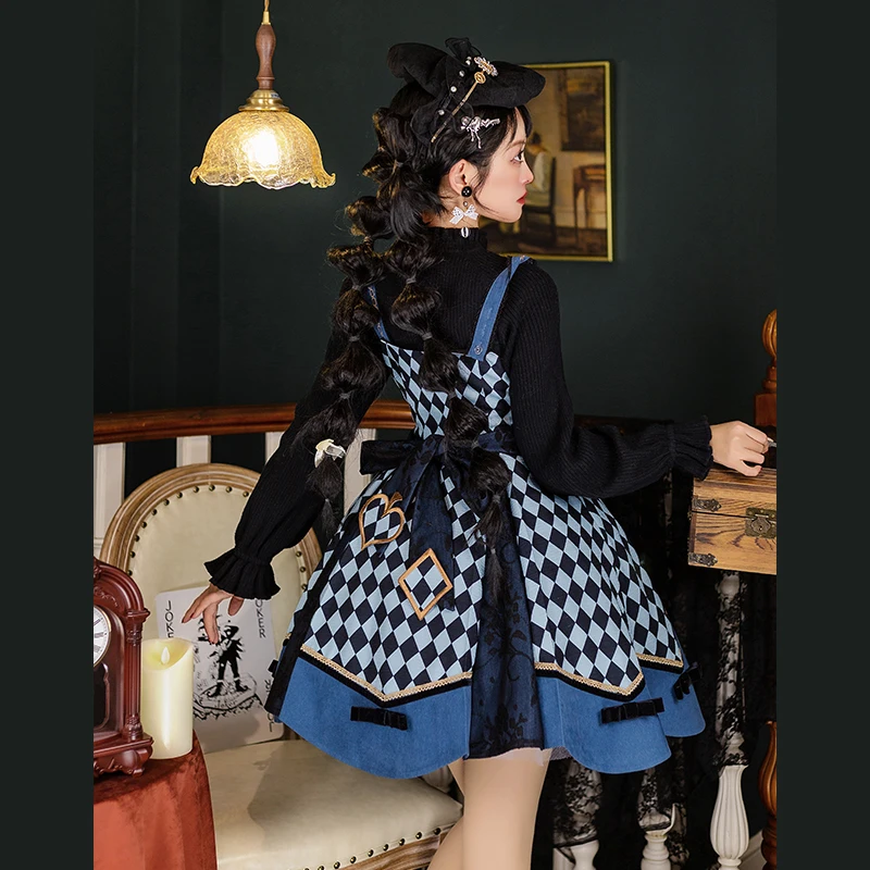 Sweet Princess Daily Lolita Dress Vintage Retro stampa ricamata a vita alta Lolita Cosplay Kawaii Girl Lolita Jsk Loli