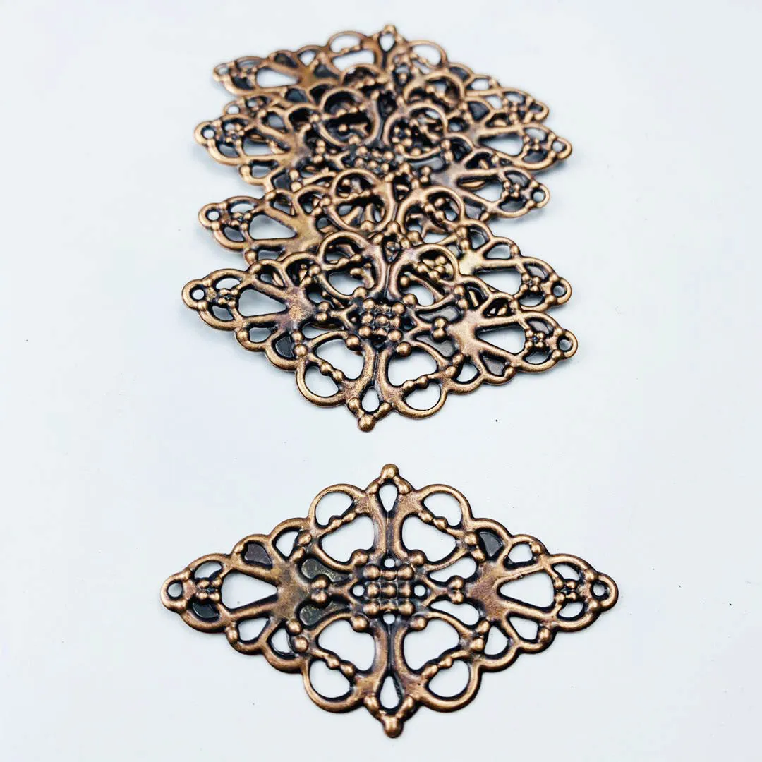 20 pcs/lot 30x50mm Metal Filigree lozenge Slice Charms base Setting Jewelry DIY Components Findings