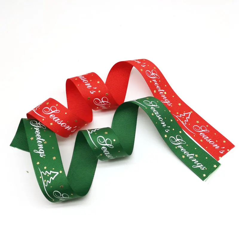 5 Meters Christmas Ribbon 15mm 25mm Grosgrain satin Ribbons For Christmas Gift Wrapping Yule Decoration DIY Handmade Crafts