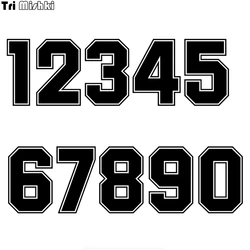 Tri Mishki HZX1182 # racing número 0123456789 calcomanías para casco, calcomanías para coche, calcomanías de vinilo divertidas, pegatinas para accesorios de motocicleta