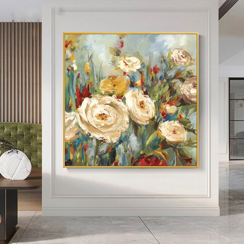 EECAMAIL DIY Diamond Painting Restaurant Rose Flower Luxury Nordic Decora Painting Living Room Porch Hanging Painting No Frame