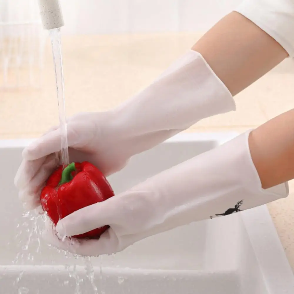 Female Waterproof Rubber Latex Dishwashing Gloves Kitchen Durable Cleaning Housework Chores Dishwashing Tools Cleaning Gloves