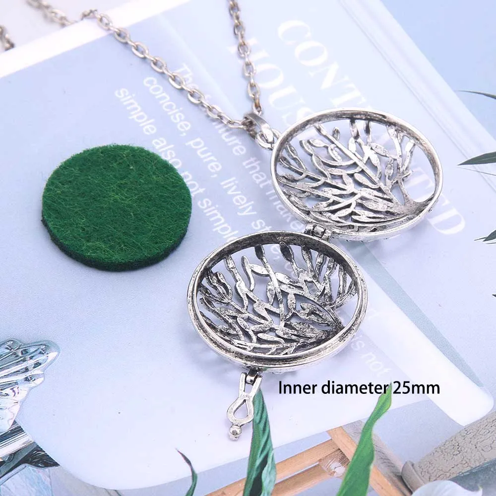 Tree of life Aromatherapy Necklace open Diffuser lockets Pendant Perfume Essential Oil Diffuser Locket Necklace with pad