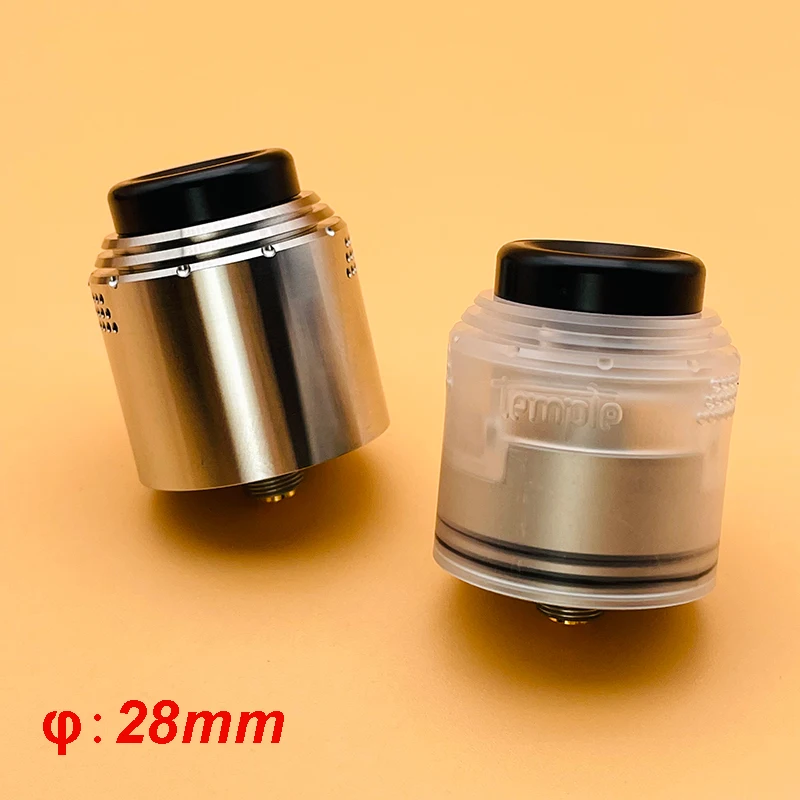 DSXVape Temple Dual Coil RDA Atomizador Reconstrução, Cigarro eletrônico, Gotejamento com Squonk BF Pin para 510 Vape Box Mod, 28mm