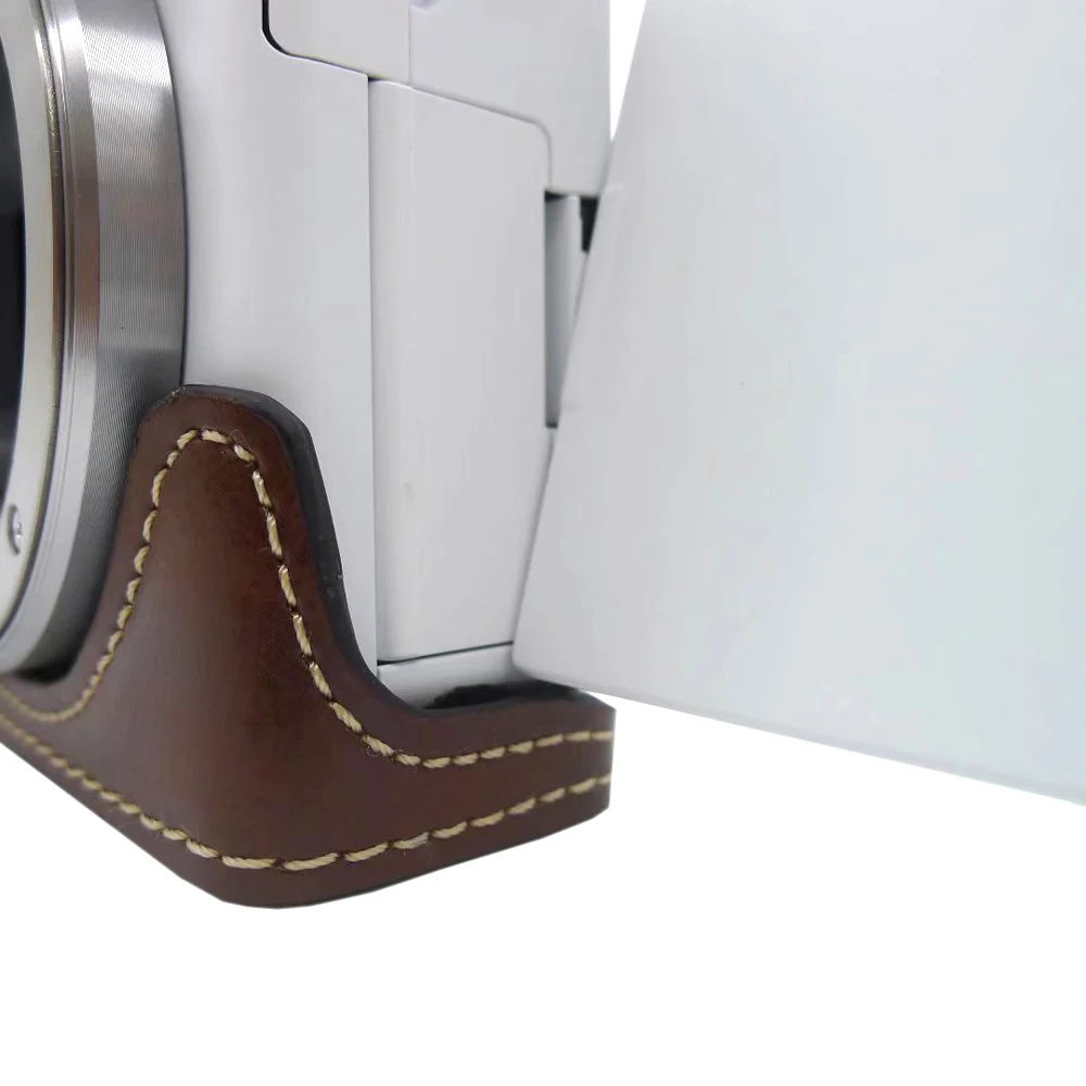 Demi-coque en cuir PU pour appareil photo, étui de fond avec ouverture de batterie pour Sony ZV-E10 ZVE10