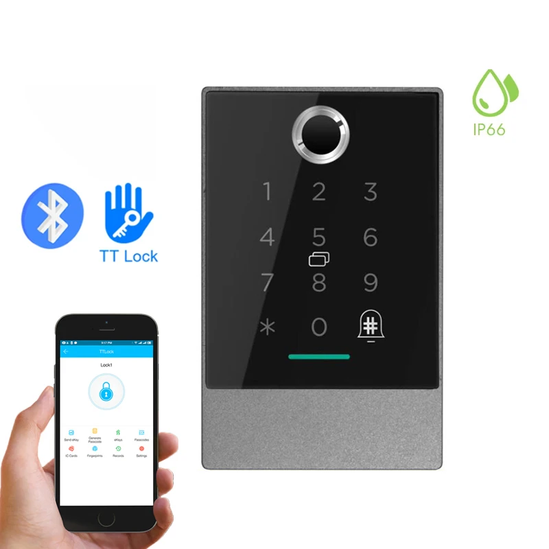 

K2 K2F IP67 Waterproof Bluetooth TTLock APP Biometric Fingerprint Door Access Control RFID Card Access Controller System