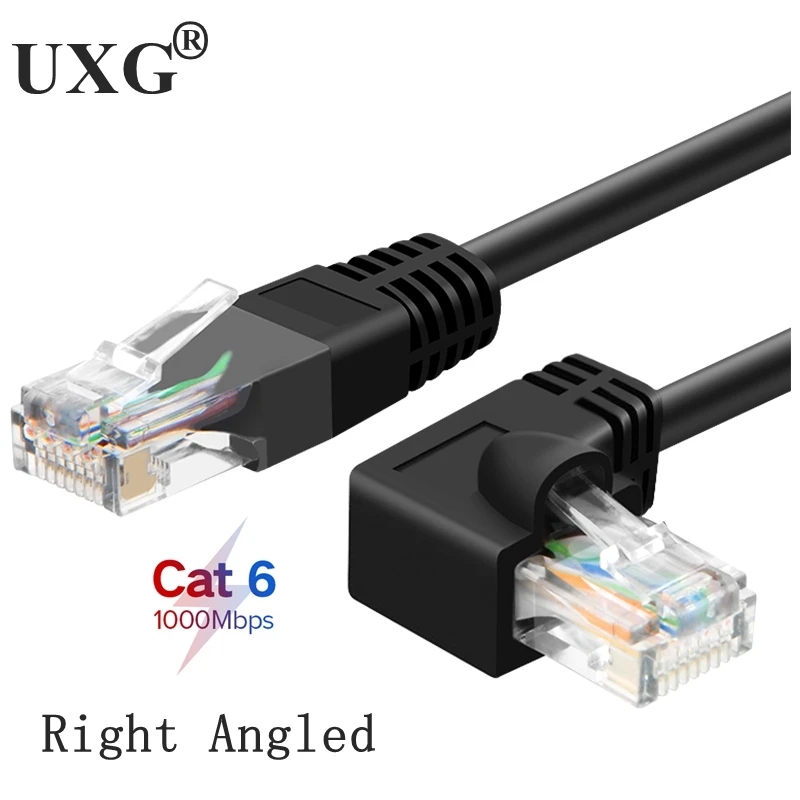 Cat6 kabel Ethernet RJ45 l-type UTP kabel sieciowy 1m-10m Patch Cord 90 stopni kąt Cat6a Lan kable do laptopa Router TV, pudełko