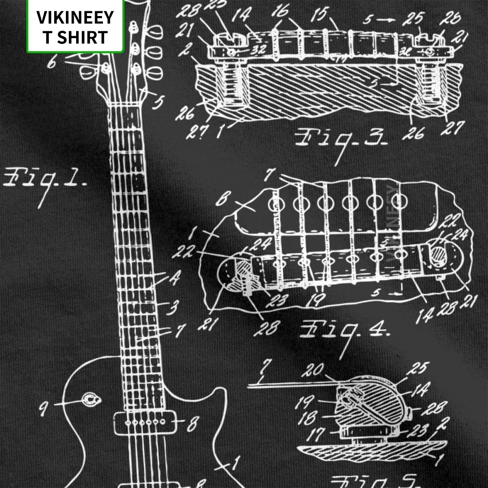 Patent Acoustic Electric Guitar Music Men T Shirt Crazy 100% Cotton Short Sleeves Tees Crew Neck T-Shirts Printed Tops