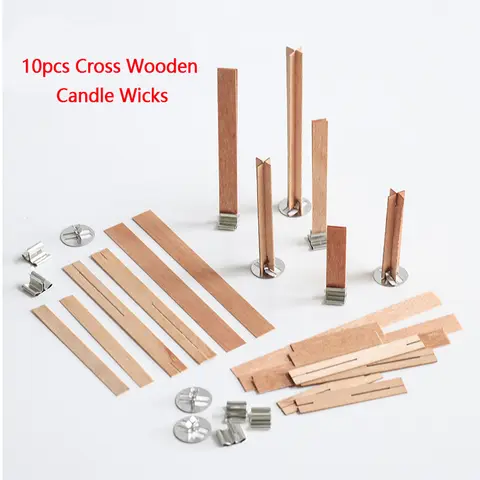 10Pcs 5inch Cross Wooden Candle Wicks With Sustainer Tab Candle Wick Core For DIY Aroma Candle Making Supply Soy Wax Wick