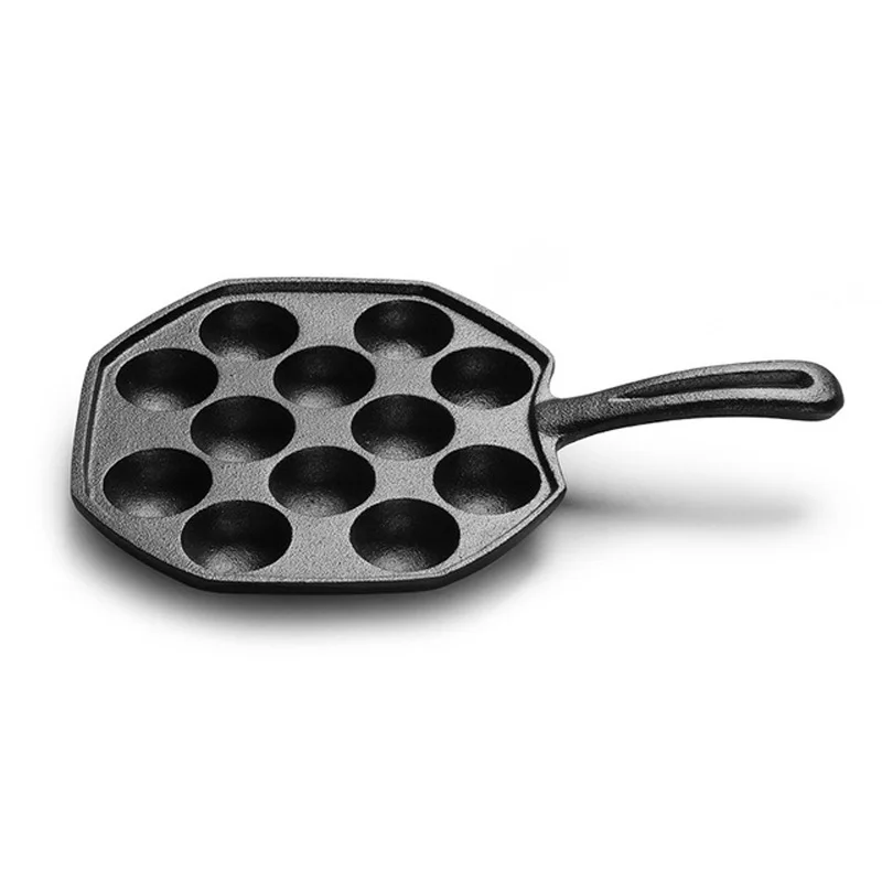 

Cast iron pan one-piece 12-hole fish ball frying pan meatball barbecue frying pan uncoated household gourmet kitchenware