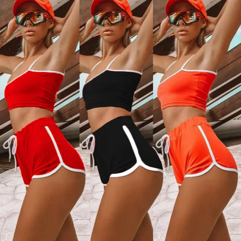 

Casual Women Summer 2PCS Tank Crop Top Camis and Shorts Yoga Sets Outfit Set Women Sports Suit Running Jumpsuit Gym Clothes Sets