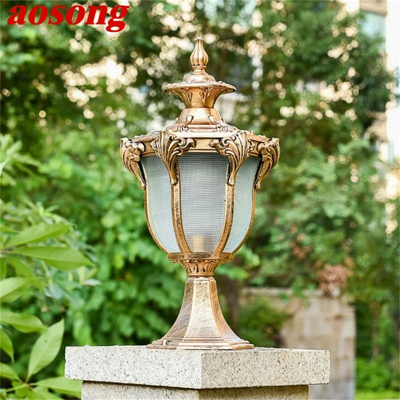 AOSONG Outdoor Classical Wall Light Retro Waterproof IP65 Pillar Post Lamp Fixtures for Home Garden