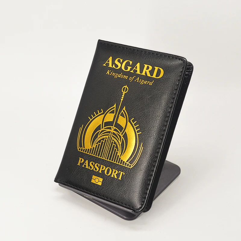 

New Asgard Passport Cover Pu Leather Travel Wallet Black Covers for Passports Card Holder Passport Case Women Porta Pasaporte