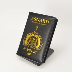 Asgard-Funda de Pasaporte de cuero Pu para mujer, billetera de viaje, fundas negras para Pasaporte, tarjetero, Porta Pasaporte