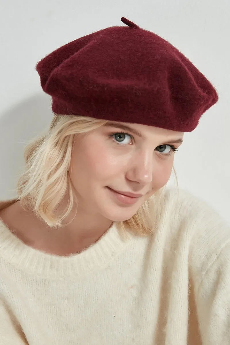 French Style Solid Casual Vintage Women's Hat Beret Plain Cap Girl's Wool Warm Winter Berets Beanie Hats Femme Aldult Caps